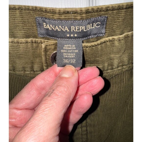 Banana Republic Mens Olive Corduroy Pants 36/32 Cotton Casual Trousers Preppy - Picture 3 of 6